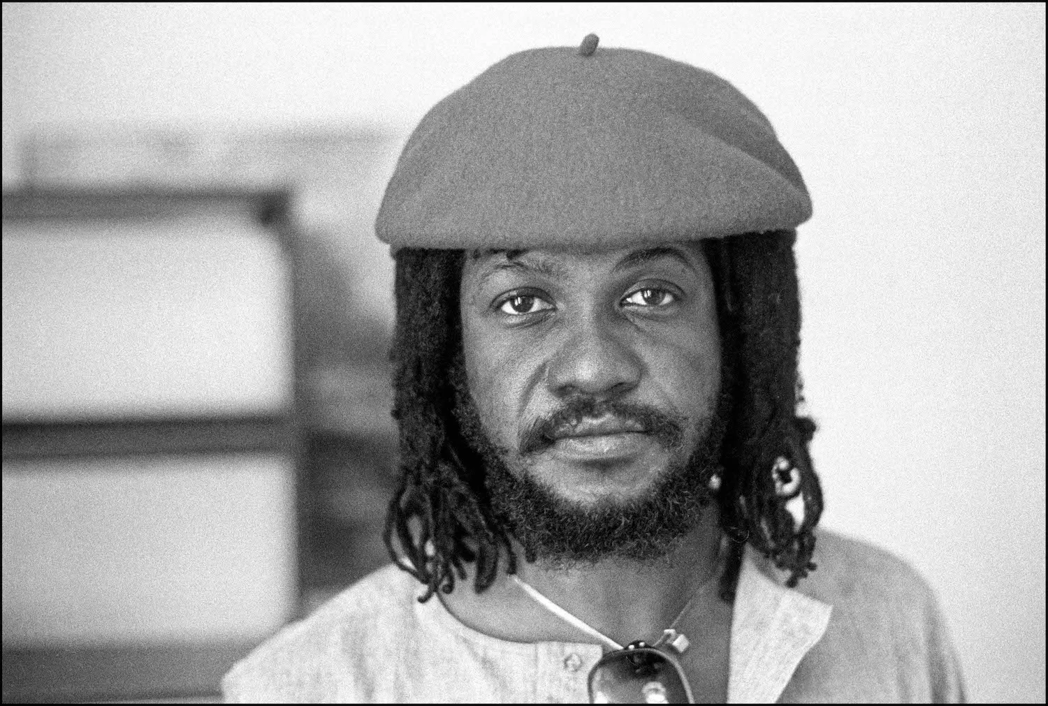 Sly Dunbar at a Kensington Park Square apartment in London on July 9, 1984 (David Corio / getty images)