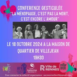 Le 18 octobre : la ménopause, c'est pas la mort... c'est encore l'amour !